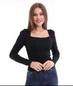 Black Balloon Sleeves Top